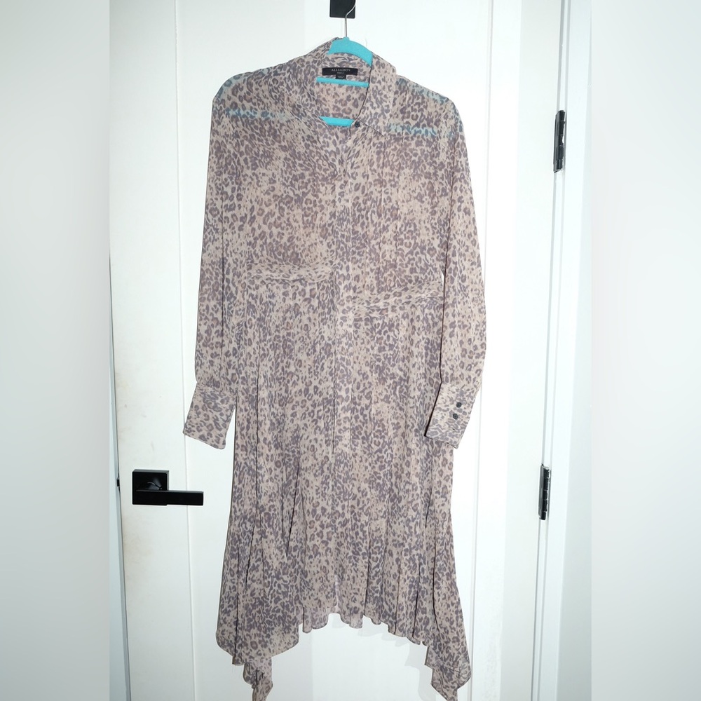 ALLSAINTS Leopard Print Long Sleeve Dress